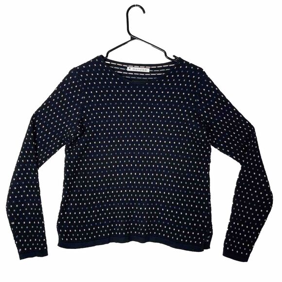Organic Cotton Nordic Polka Dot Sweater Shirt S Navy Knit Scandi Core by Mansted - Picture 1 of 8